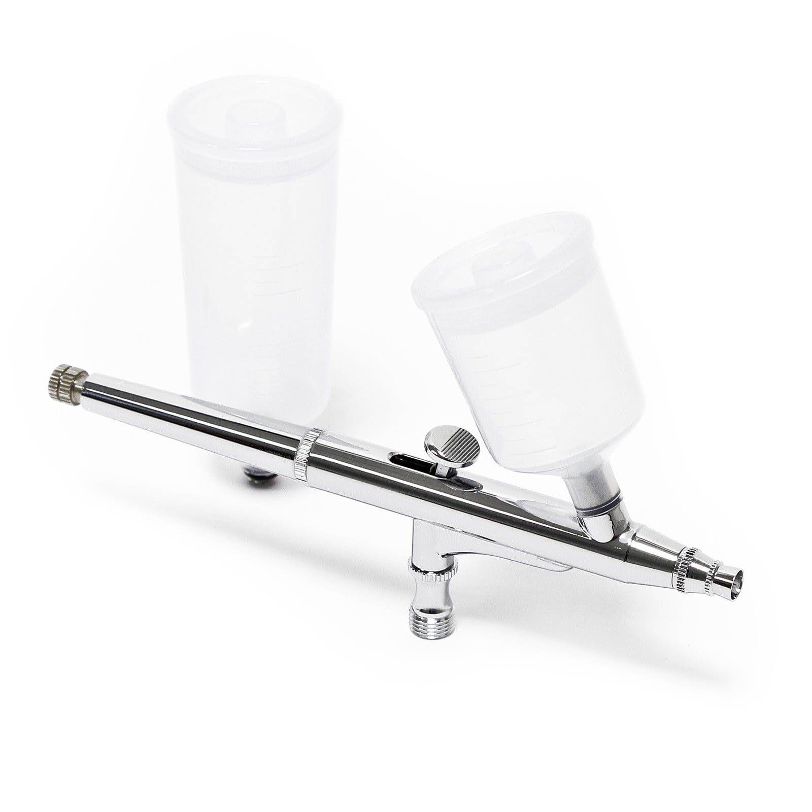 Wiltec Airbrush-pistool Type 131 met dubbele actie, spuitmond Ø 0,3 mm en 2 bekerhouders