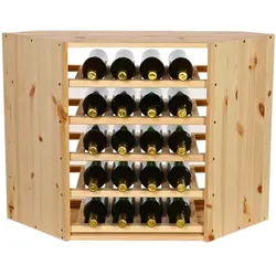 PROREGAL Modulares Weinregal VINCELLAR MOD | HxBxT 60x30x30cm | Eckmodul für 18 Flaschen | Massives Kiefernholz | Natur | Flaschenregal