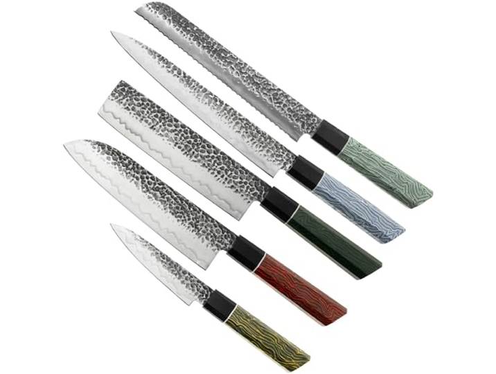Eden Elements 5-teiliges Messerset, 2001-S01, Messerset mit Brotmesser, Sashimimesser, Nakirimesser, Santokumesser und Officemesser