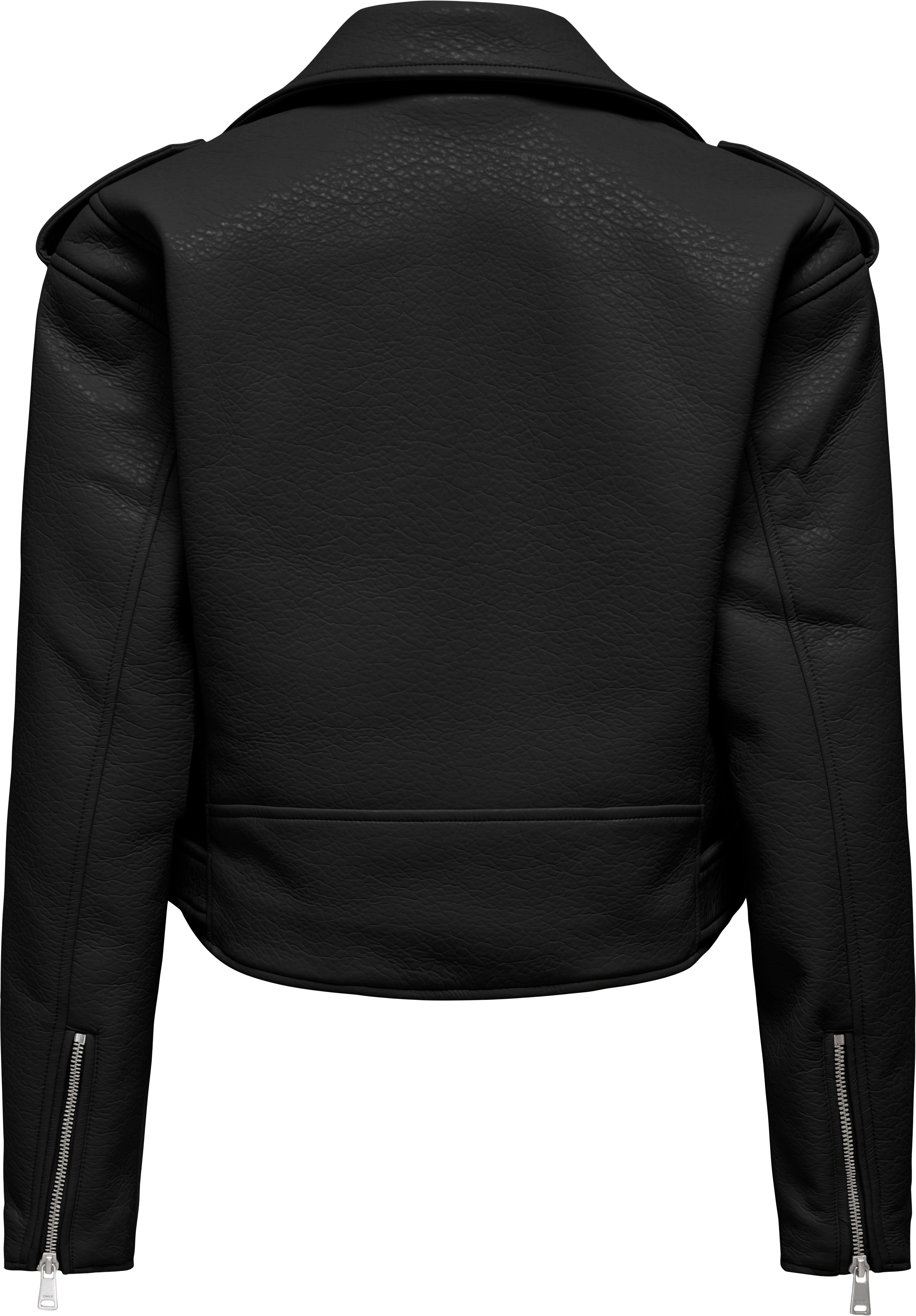 Lederimitatjacke ONLY "ONLSOFT FAUX LEATHER BIKER CC OTW", Damen, Gr. S, schwarz, Web, Obermaterial: 100% Polyester, unifarben, taillenbedeckt, Jacken Lederimitatjacke, Lederimitat, Biker-Details schwarz S
