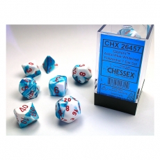 Chessex Würfel - Gemini Astral Blue-White/red (7-Würfelset) 292516