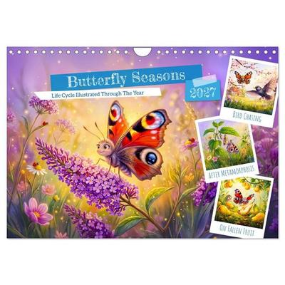 Butterfly Seasons - Life Cycle Illustrated Through The Year (Wall Calendar 2027 DIN A4 landscape), CALVENDO 12 Month Wall Calendar