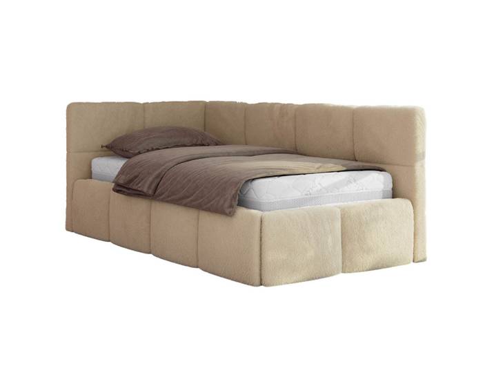 JUGENDBETT ARVO 90/200 - Beige Plüsch - Pocket-Matratze - Links Seite