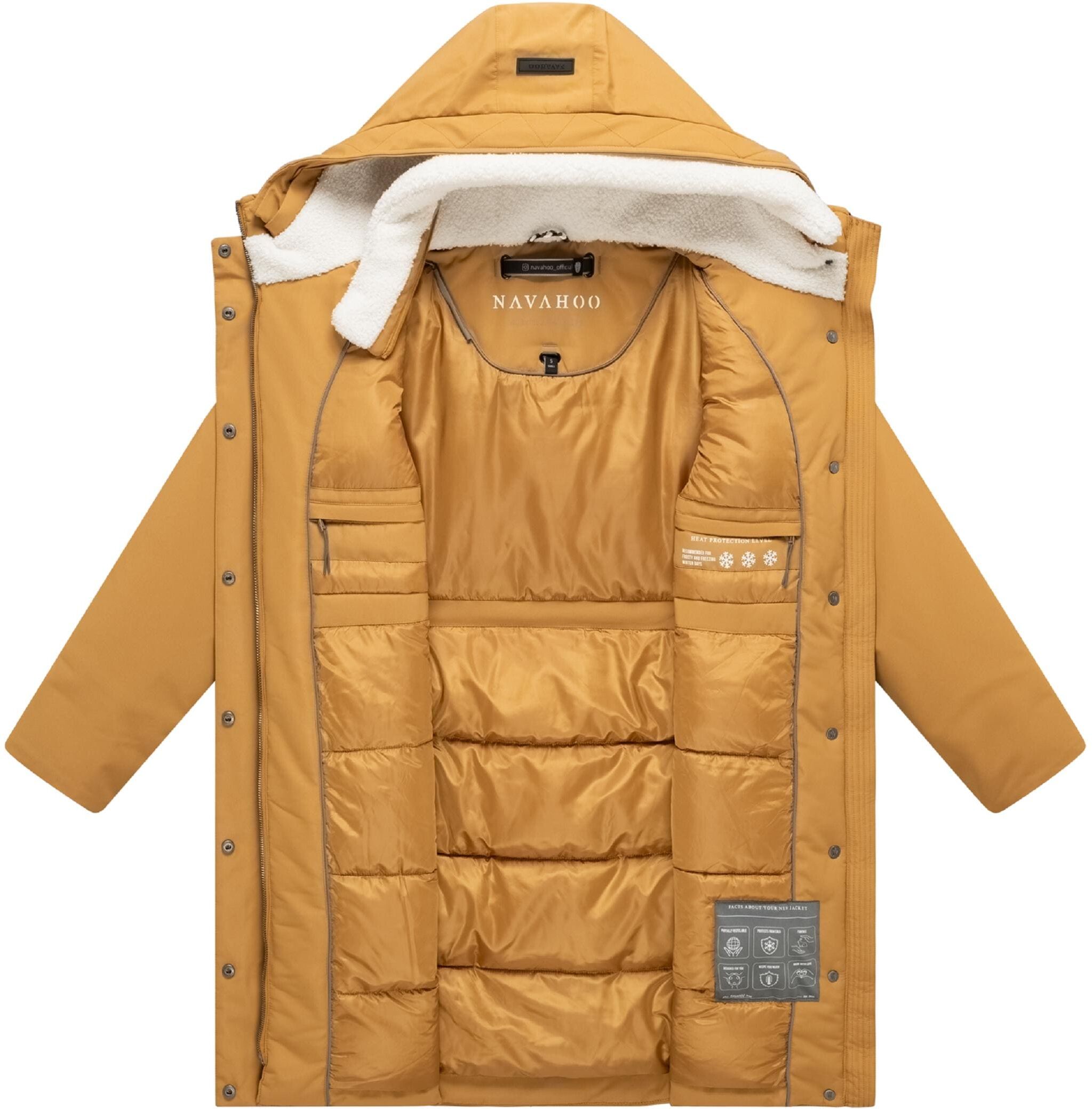 Wintermantel NAVAHOO "Wintermantel Bibber-Beauty 14", Damen, Gr. S, gelb (honey toffee), Mäntel Wintermantel