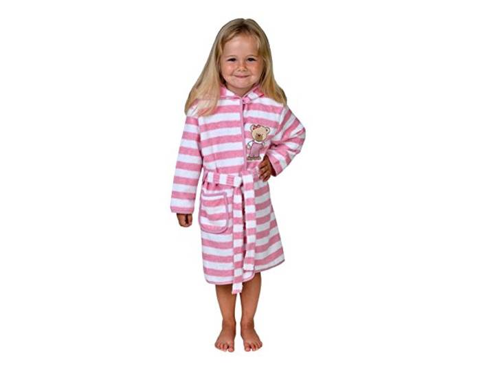 Wörner Südfrottier Teddy Ringel rosa+hellblau Lätzchen, Badetücher, Waschhandschuh, Badeponcho, Bademantel (rosa, Bademantel 86/92)