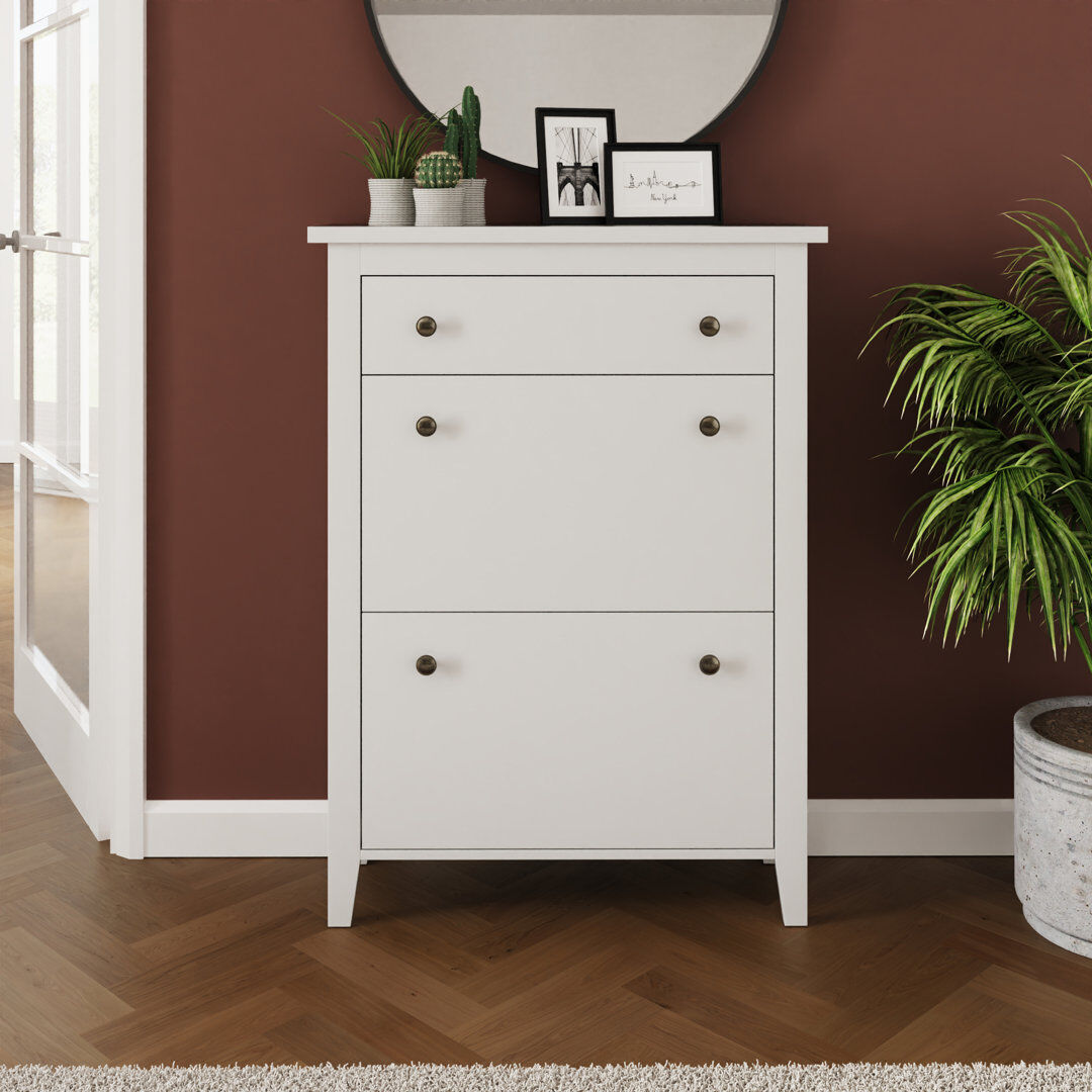Three Posts Kensington 12 Pair Flip Down Shoe Storage White 12