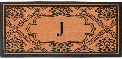 "A1 Home Collections Uriel Bleached Coir Anti-shred Monogrammed Doormat, 30"" X 60"""