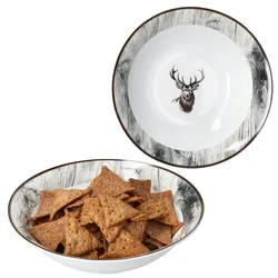 2x Alois Servierschale Ø20,5cm 650ml Porzellan Hirsch Salat-Schüssel Beilagen