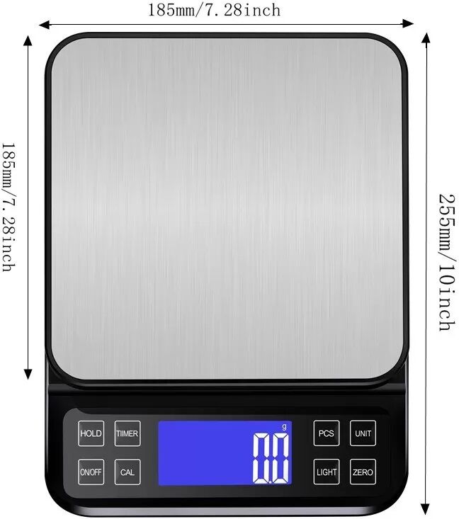 INF 15kg/1g Wiederaufladbare Digitale Küchenwaage - Hochpräzise Lebensmittelwaage mit USB-Aufladung