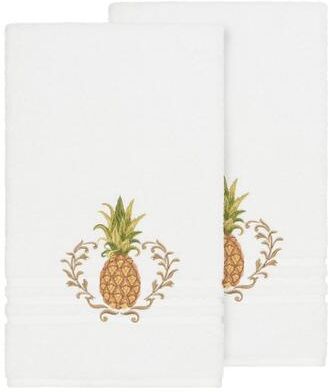 Authentic Hote and Spa Authentic Hotel and Spa Turkish Cotton Pineapple Embroidered White 2-piece Bath Towel Set