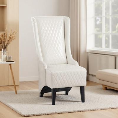 Modern High-Back Wingback Accent Chair, Upholstered Comfy Side Armchair with Thick Cushion & Birch Wood Legs