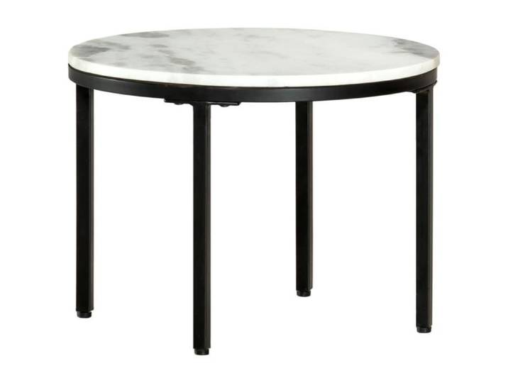 Table basse - SONEW - Ø50 cm - Marbre massif - Acier enduit noir - Style contemporain