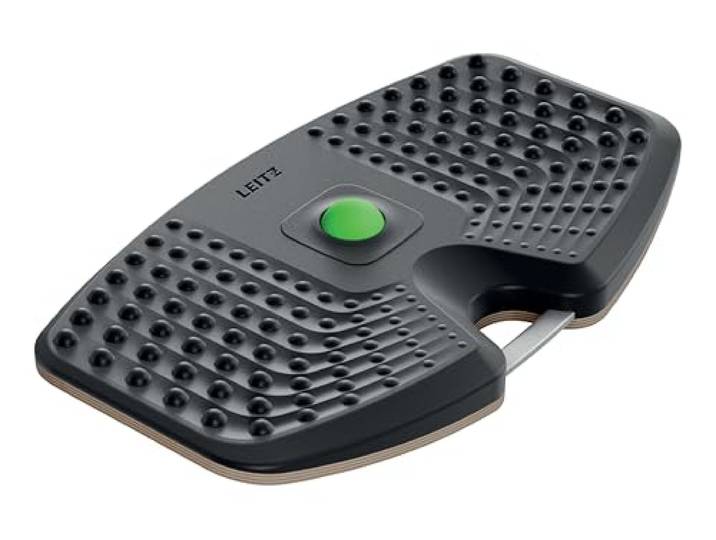 Leitz Ergo planche d’équilibre ergonomique pour bureau debout : Planche active anti-fatigue en mousse PU texturée\, renforcement musculaire\, balle de massage amovible\, gris foncé