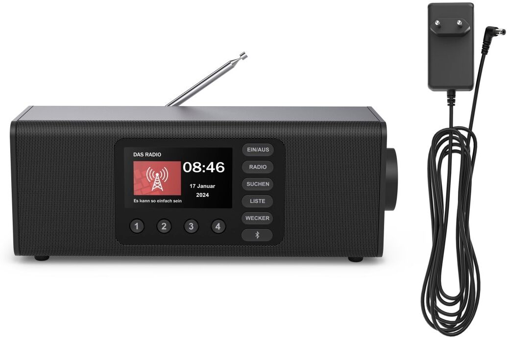 Hama Digitalradio (DAB+) "Digitalradio mit DAB DAB+ FM Bluetooth und Wecker", schwarz, B:35cm H:13cm T:12,5cm, Radios, 4,3 Zoll TFT-Farbdisplay, große Tasten, Direktwahltasten, Digitalradio (DAB+)