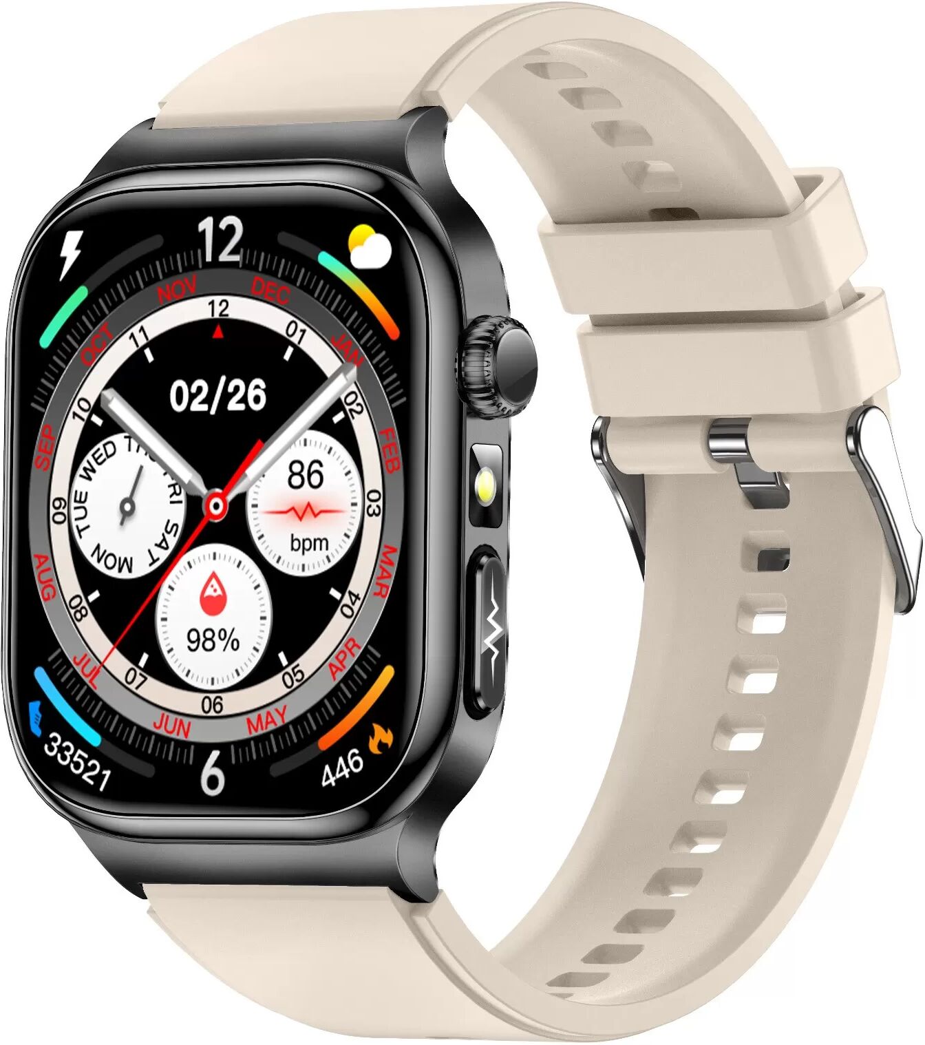 INF 2.04-Zoll AMOLED Smartwatch mit hoher Auflösung und Gesundheitsüberwachung Beige