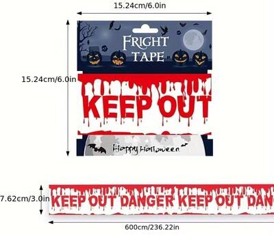 Inspired Finds Halloween Warning Tape Decoration Strip For Haunted Houses & Parties white