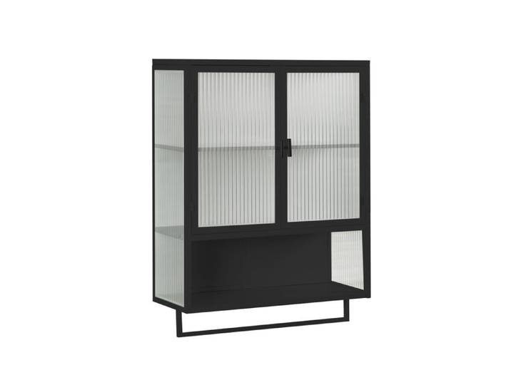 Vitrine murale Logidon 60 cm portes vitrées deux portes avec étagère noir
