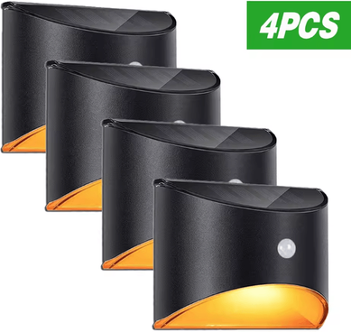 Uplift Curations Solar Outdoor LED Motion Sensor Wall Light Waterproof Garden & Pathway Lamp 4pcs Light warm White