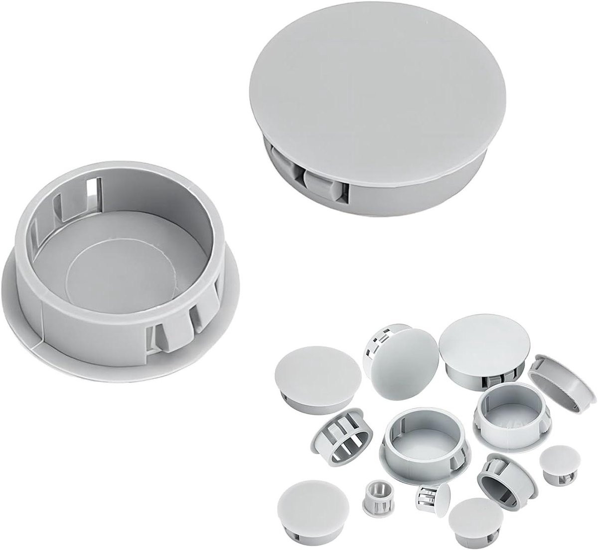 20 stuks Gatpluggen Kunststof Afdekdoppen Grijs - 12 mm
