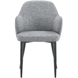 STILVORA Polsterstuhl Stoff Grau 53x47x83 cm mit Metallbeinen, 2er-Set
