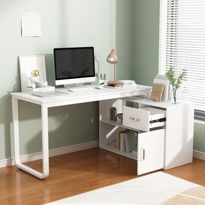 Timechee "55.1""W Reversible Desk Rotating Desk Working Desk Computer Desk White"