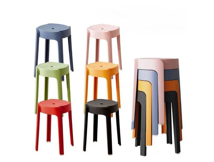 WILITTO Lot de 6 Tabourets en Plastique Multicolores Empilables Portables 30x30x46cm