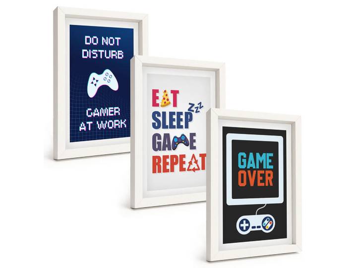 Tulup Bilder SET 3er Set - 20x30 cm Weißer Rahmen - Untertitel für die Spieleunterhaltung, Kunststoff, Rechteckig, 20x30 cm, einfache und schnelle Anbringung, Bilder & Rahmen, Bilder