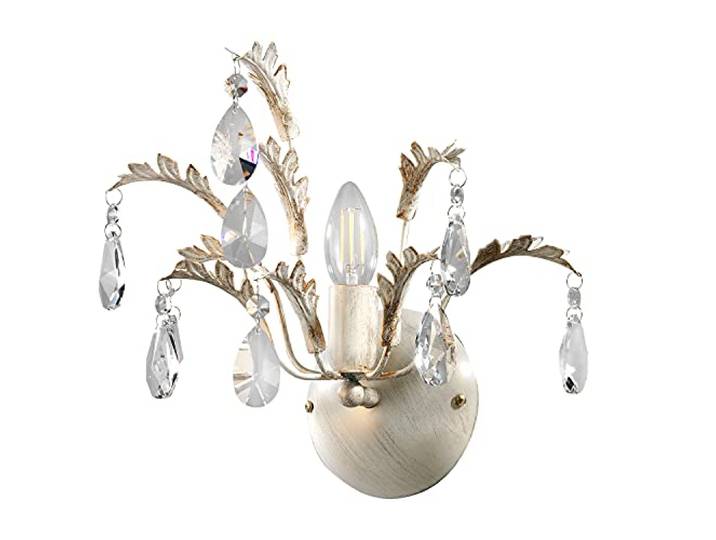 ONLI 4864/AP Applique Murale\, métal Cristal\, E14\, 6 W\, Ivoire/Or\, 30 x 25 x 25cm