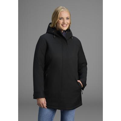 Funktionsjacke POLARINO, Damen, Gr. 58, schwarz, Obermaterial: 100% Polyester. Futter: 100% Polyester. Kapuzenfutter: 100% Polyester. Wattierung: 100% Polyester, unifarben, Jacken Funktionsjacke, Atmungsaktiv, winddicht, wasserdicht. Wassersäule...