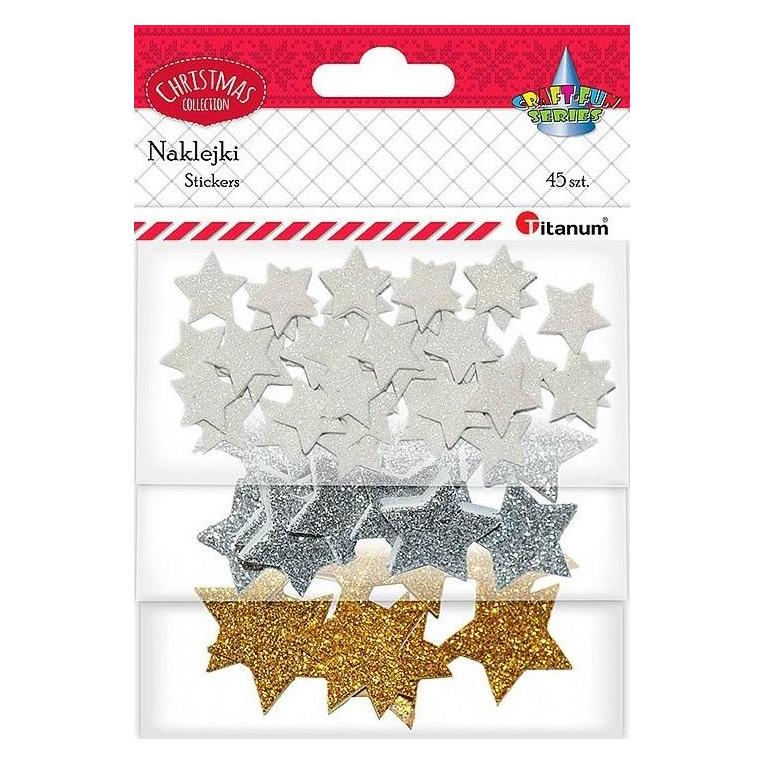 Titanum Glitzersterne Schaumstoffaufkleber, Mix, 45 Stk. (45 Sticker) (53488279)