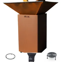 GRILLCHIC Pack Privilège Brasero Cevenol Acier Normal Carre 74 Imitation Corten Double Cuve