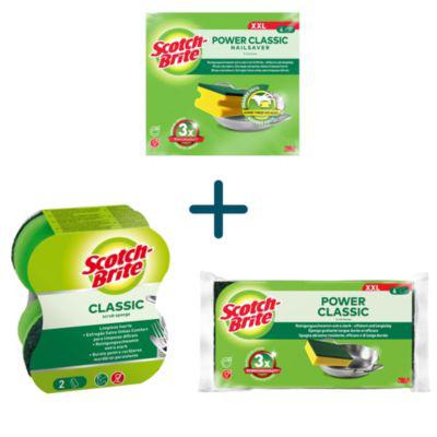 Scotch-Brite® Schwammset, 12-teilig, Classic XXL, 6 Stück + Griffschwamm Classic XXL, 4 Stück + Classic Comfort, 2 Stück