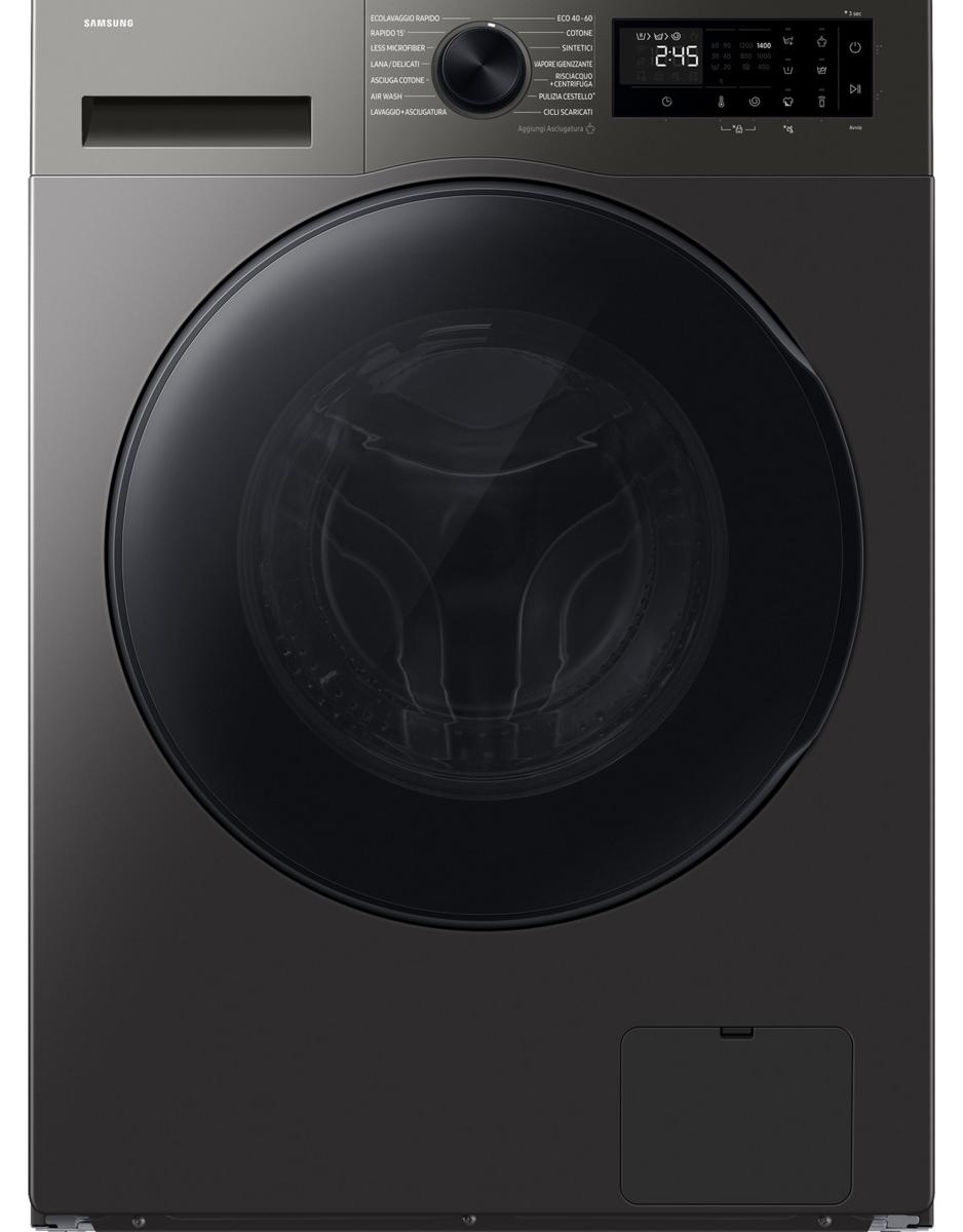 Samsung WD90HG5U34BXET, Frontlader, Freistehend, Schwarz, Edelstahl, Links, Schwarz, Tasten, Drehregler