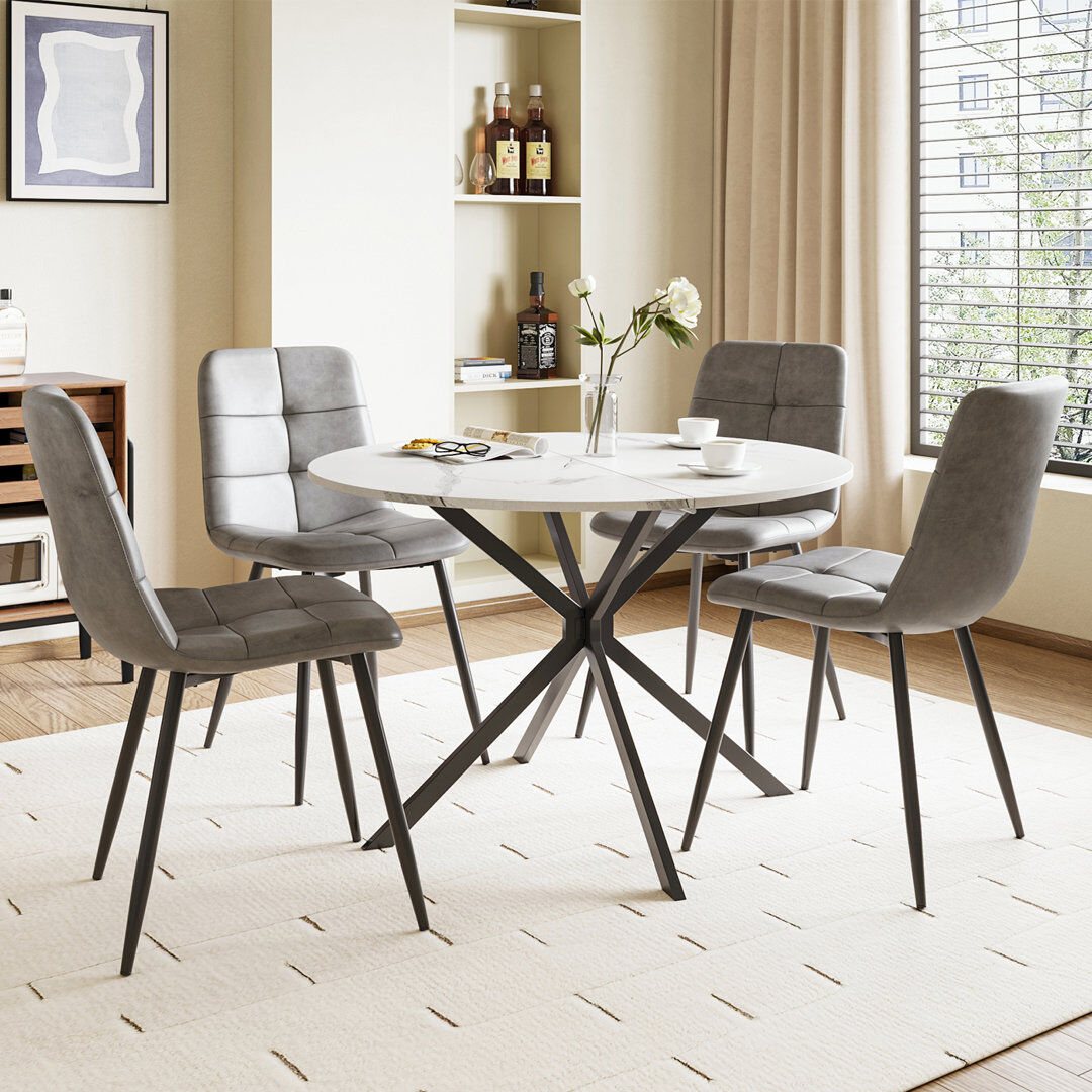George Oliver 4 -Person Dining Set White/Grey 4