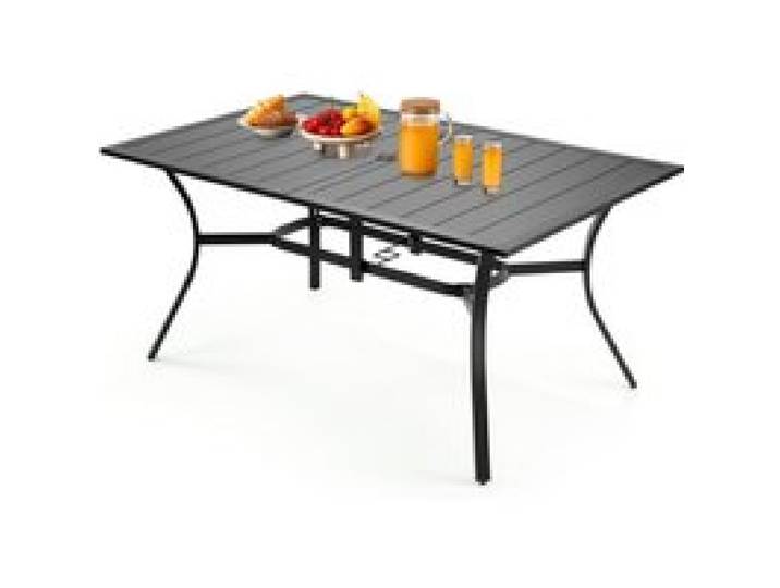 VEVOR Terrassentisch Gartentisch Balkontisch (1500 x 960 x 725 mm) aus Kohlenstoffstahl rechteckier Esstisch für Hof Terrasse Garten Veranda, wasserfest, mit 38 mm Schirmloch, 68 kg Tragkraft Schwarz