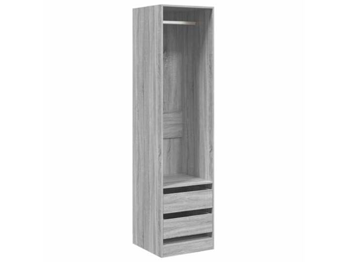 HWKQEQRF Kleiderschrank mit Schubladen Grau Sonoma 50x50x200 cm Holzwerkstoff,glatte Oberfläche,1 Kleiderstange,2 Schubladen,1 offenes Fach,leicht zu reinigen