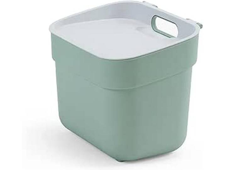 CURVER Afvalemmer, 5 l, klaar om te verzamelen, ideaal onder de gootsteen, met wandhouder, keuken, compost, badkamer, wasruimte, 100% gerecycled, groen