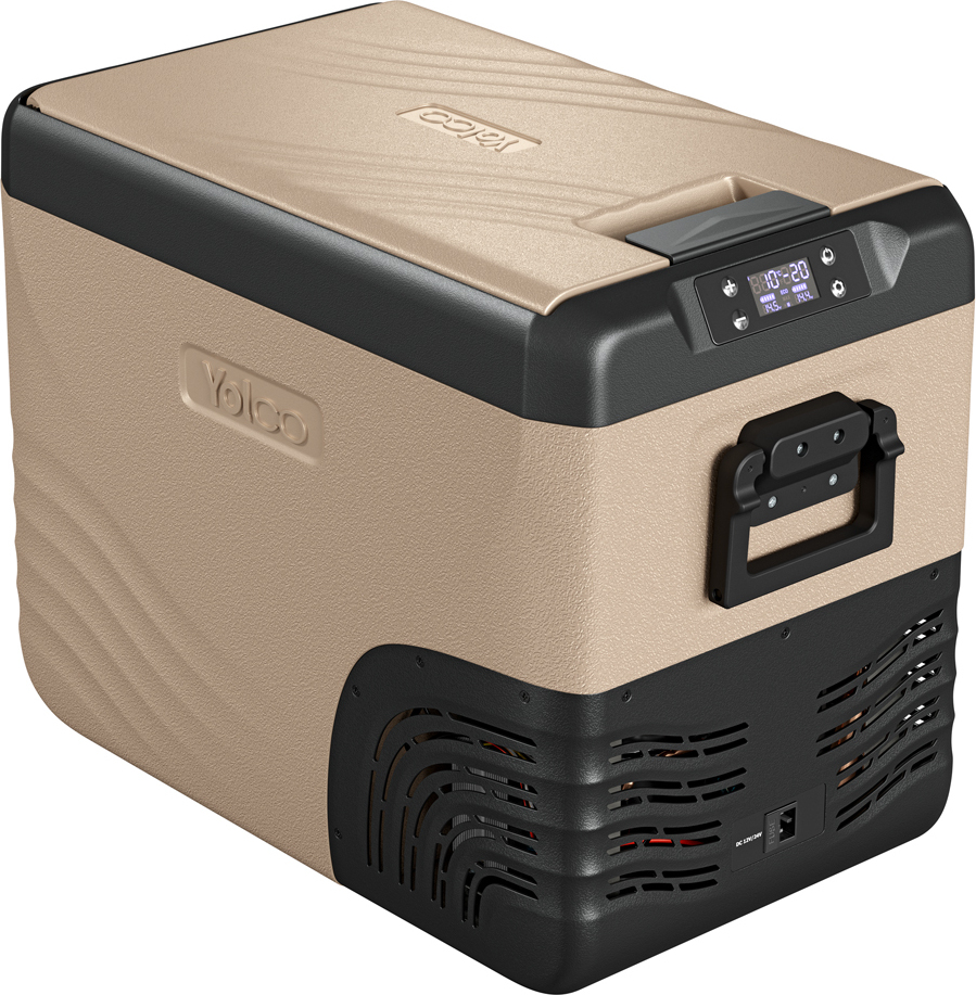 Yolco KX40 Sand Elektrische Kompressor-Kühlbox, Dual- Zone, App Steuerung per Bluetooth, 12/24 V und 230 V, für Auto, LKW, Boot, Camping Kühlschrank