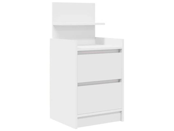 Tmriohed Nachttisch Weiß mit 2 Schubladen 38x34x80 cm Nachtschrank Kompakter Nachtschrank für das Schlafzimmer mit viel Stauraum, stabiler Ablage und robuster Holzwerkstoff-Konstruktion.