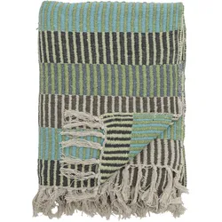 Bloomingville Decke Isnel aus recycelter Baumwolle, L160xB130 cm, blau