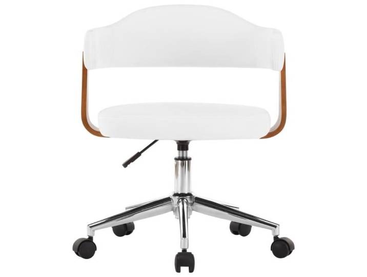 FAUTEUIL - UMR - Blanc Chaise pivotante de bureau Blanc Bois courbé et similicuir -[DcNgsP]