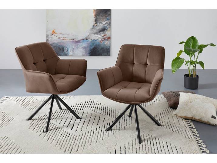 OTTO home Drehstuhl Lika, 2er Set, 360 Grad Drehfunktion, Samtpolsterung