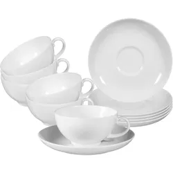 TEETASSEN MIT UNTERTASSEN Rondo/Liane weiß 0,2l 6er Set