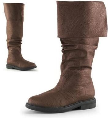 LightInthebox Men's Brown Leather Knee High Boots, Fold-Over Cuff Medieval Boots with Low Block Heel, Renaissance Pirate Costume Boots for Men, LARP Cosplay Renaissance Fair