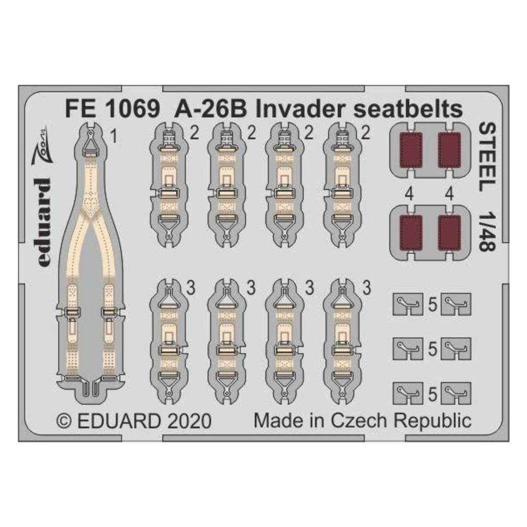 Eduard A-26B Invader seatbelts STEEL for ICM (FE1069)