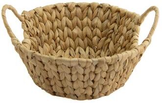 IH Casa Decor Round Water Hyacinth Basket With Iron Frame Natural