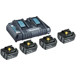 Power Source Kit 4x Akku BL1850B 18V 5,0 Ah, Doppel-Schnellladegerät DC18RD