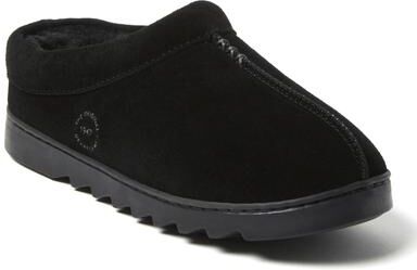Women's Doreen Genuine Suede Clog by Dearfoams in Black (Size 6 M)