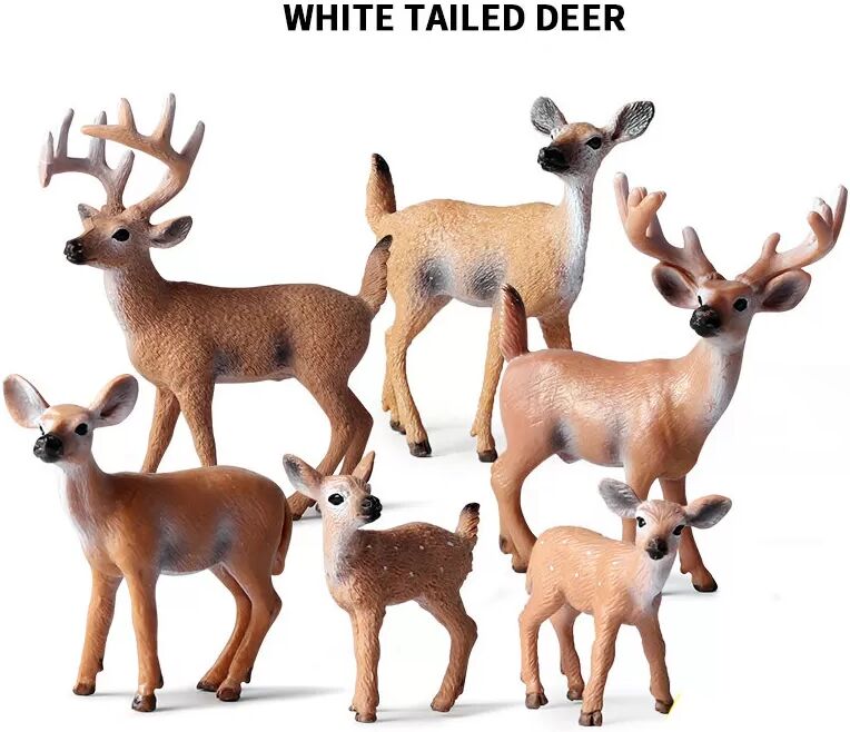 INF Pack de 6 figurines réalistes d'animaux de la forêt Ensemble de cerfs sauvages