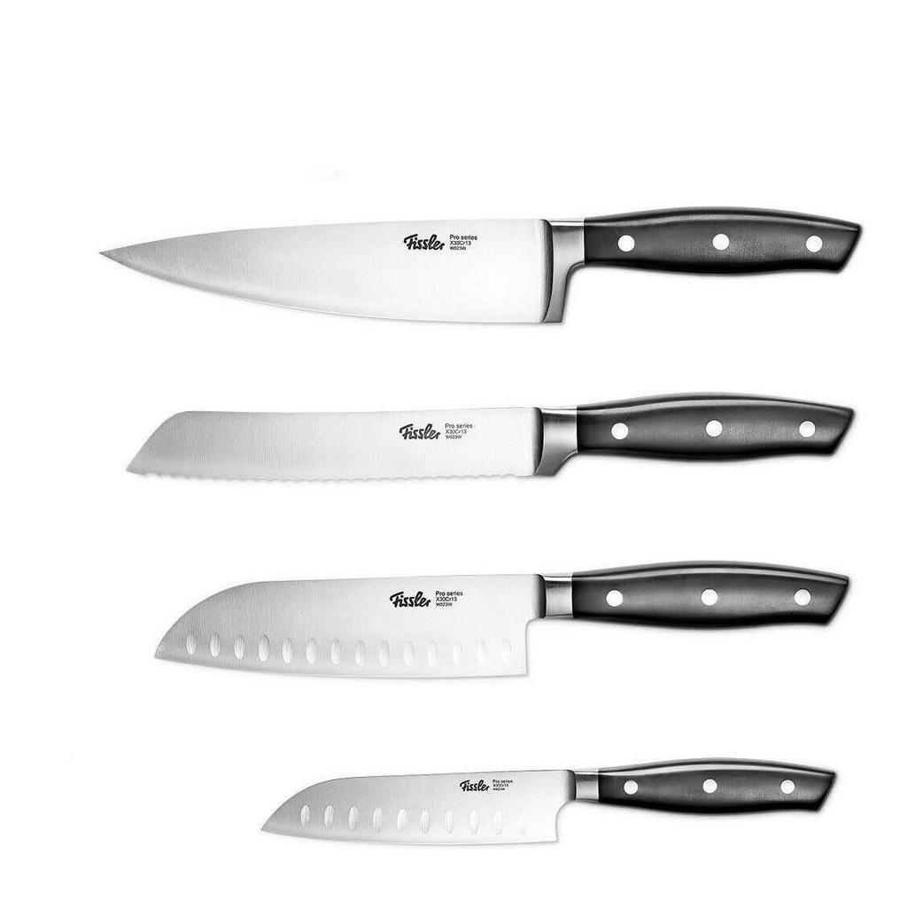 Fissler Messerset, Schwarz, Silber, Metall, für schnelles und sicheres Schneiden, Kochen, Küchenmesser, Messersets